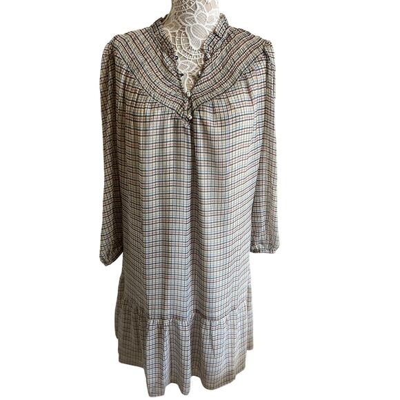 loft Dresses & Skirts - Loft Ivory Plaid Tie-Waist Dress – Petite XL